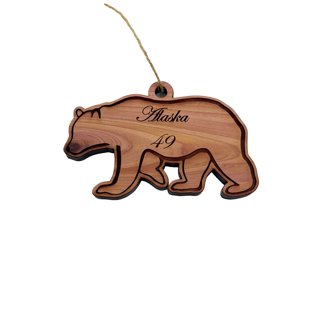 Alaska 49 with Bear - Cedar Ornament