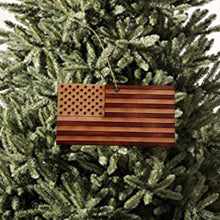 Load image into Gallery viewer, American Flag - Cedar Ornament