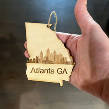 Load image into Gallery viewer, Ornament - Atlanta GA Skyline - Raw Wood Ornament
