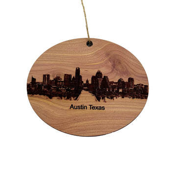 Austin TX Skyline - Cedar Ornament