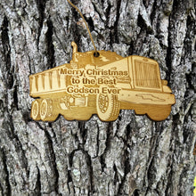 Load image into Gallery viewer, Merry Christmas to the best Godson Ever Dump Truck - Ornament