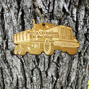 Merry Christmas to the best Godson Ever Dump Truck - Ornament