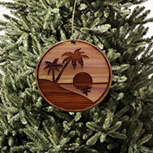 Beach Sunrise - Cedar Ornament