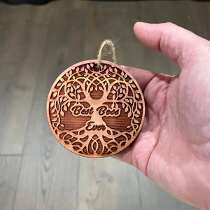 Best Boss Ever Celtic Tree of Life - Cedar Ornament