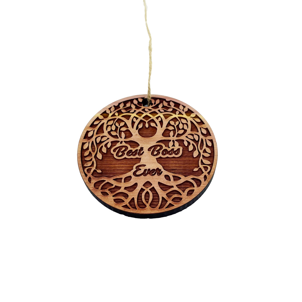 Best Boss Ever Celtic Tree of Life - Cedar Ornament