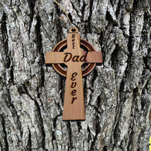 Load image into Gallery viewer, Best Dad Ever Celtic Cross - Cedar Ornament