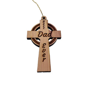 Best Dad Ever Celtic Cross - Cedar Ornament