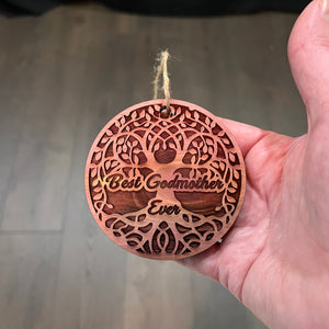 Best Godmother Ever Celtic Tree of Life - Cedar Ornament