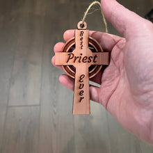 Load image into Gallery viewer, Best Priest Ever Celtic Cross - Cedar Ornament