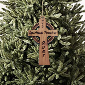 Best Pastor Ever Celtic Cross - Cedar Ornament