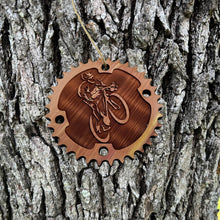 Load image into Gallery viewer, Biker and Chainring - Cedar Ornament