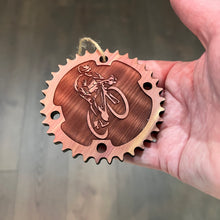 Load image into Gallery viewer, Biker and Chainring - Cedar Ornament