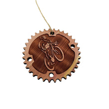 Load image into Gallery viewer, Biker and Chainring - Cedar Ornament