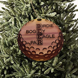 Birdie Bogey Eagle Par - Cedar Ornament