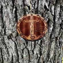 Load image into Gallery viewer, CROSS It takes a big heart to shape little minds - Cedar Ornament