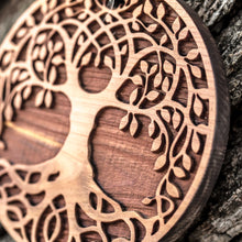 Load image into Gallery viewer, Celtic Tree of Life - Raw Cedar Ornament 3x3in