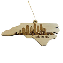 Load image into Gallery viewer, Ornament - Charlotte NC Skyline - Raw Wood Ornament