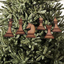 Load image into Gallery viewer, Chess Pieces all 6 - Cedar Ornament