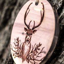 Load image into Gallery viewer, Christmas Deer - Raw Cedar Ornament 3x3in