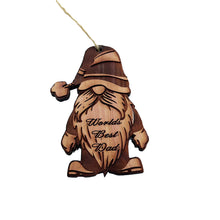 Load image into Gallery viewer, Christmas bearded gnome Worlds Best Dad - Cedar Ornament