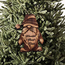 Load image into Gallery viewer, Christmas bearded gnome Worlds Best Dad - Cedar Ornament