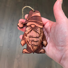 Load image into Gallery viewer, Christmas bearded gnome Worlds Best Dad - Cedar Ornament