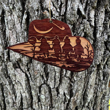 Load image into Gallery viewer, Cowboy Hat with Cowboys - Cedar Ornament