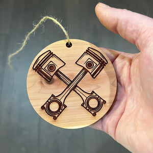 Cross Pistons - Cedar Ornament