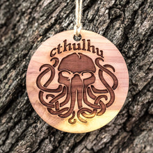 Load image into Gallery viewer, Cthulhu - Raw Cedar Ornament 3x3in