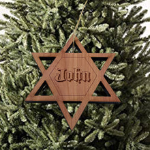 Load image into Gallery viewer, Custom PERSONALIZED Star of David With your Name - Cedar Ornament