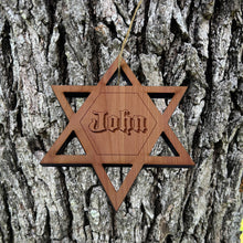 Load image into Gallery viewer, Custom PERSONALIZED Star of David With your Name - Cedar Ornament