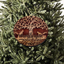 Load image into Gallery viewer, Custom PERSONALIZED Two Squirrels and Tree of life Worlds Best Your Text - Cedar Ornament