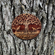 Load image into Gallery viewer, Custom PERSONALIZED Two Squirrels and Tree of life Worlds Best Your Text - Cedar Ornament