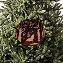 Load image into Gallery viewer, Custom PERSONALIZED Winter Wolf Worlds Most Awesome Your Text Here - Cedar Ornament