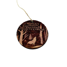 Load image into Gallery viewer, Custom PERSONALIZED Winter Wolf Worlds Most Awesome Your Text Here - Cedar Ornament