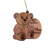 Load image into Gallery viewer, Customized PERSONALIZED Babies First Christmas Teddy Bear - Cedar Ornament