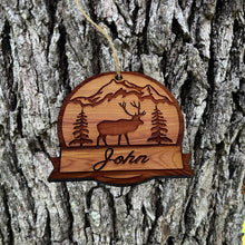 Load image into Gallery viewer, Customized PERSONALIZED Elk with your name - Cedar Ornament