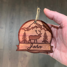 Load image into Gallery viewer, Customized PERSONALIZED Elk with your name - Cedar Ornament