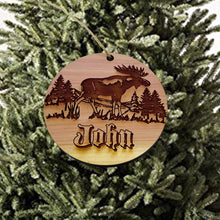 Load image into Gallery viewer, Customized PERSONALIZED Moose With your Name - Cedar Ornament