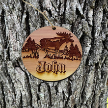 Load image into Gallery viewer, Customized PERSONALIZED Moose With your Name - Cedar Ornament