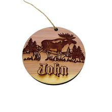 Load image into Gallery viewer, Customized PERSONALIZED Moose With your Name - Cedar Ornament