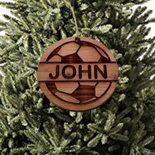 Load image into Gallery viewer, Customized PERSONALIZED Soccer Ball with your name - Cedar Ornament