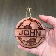 Load image into Gallery viewer, Customized PERSONALIZED Soccer Ball with your name - Cedar Ornament