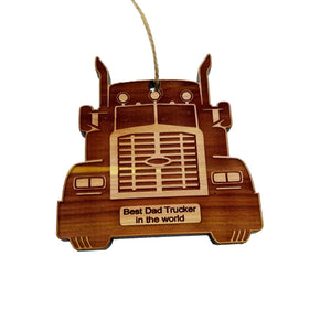 Diesel Best Dad Trucker in the world - Cedar Ornament