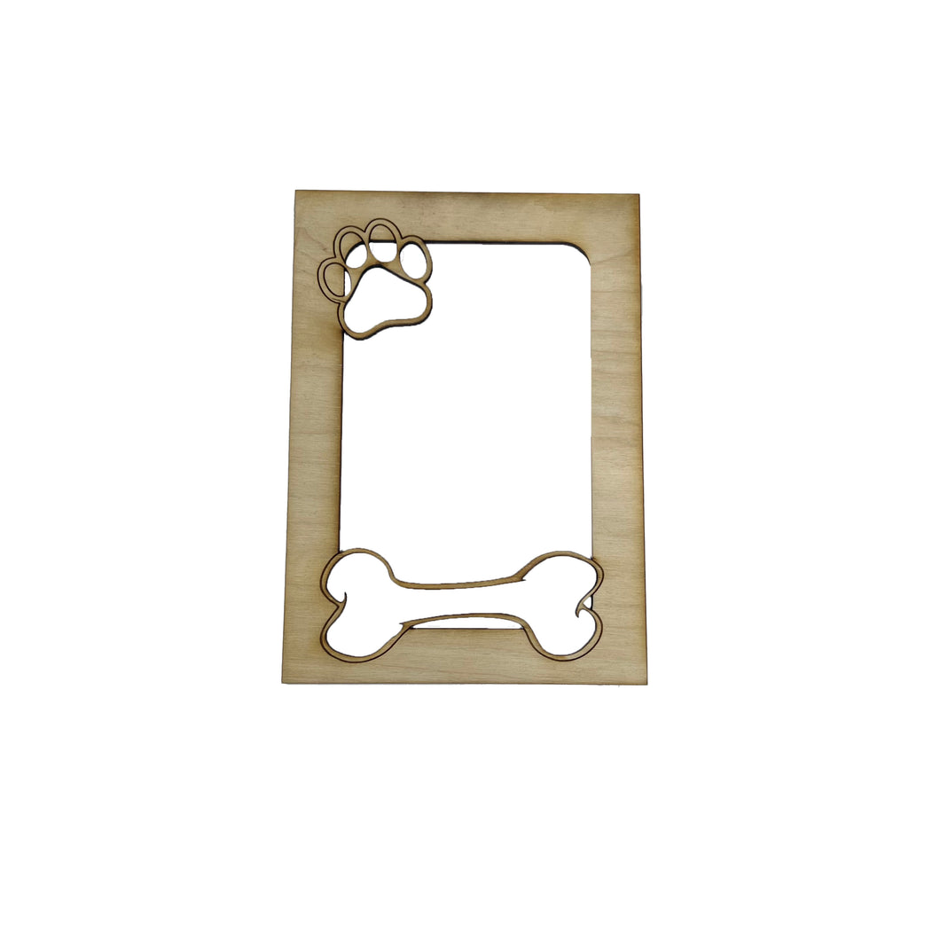 Dog Bone and Paw 5X7 Photo Frame Insert - Baltic Birch