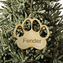 Load image into Gallery viewer, Custom PERSONALIZED Dog Paw Baltic Birch Ornament