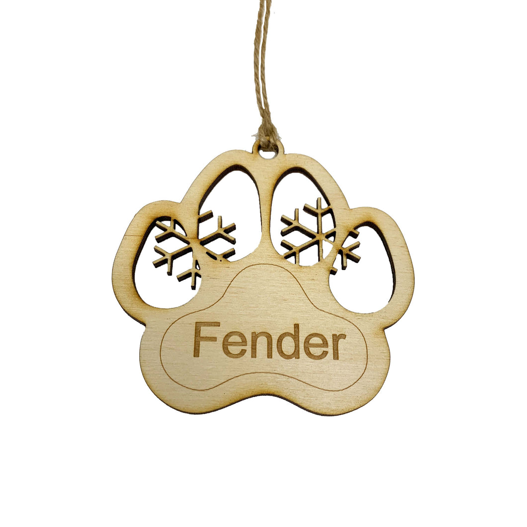 Custom PERSONALIZED Dog Paw Baltic Birch Ornament