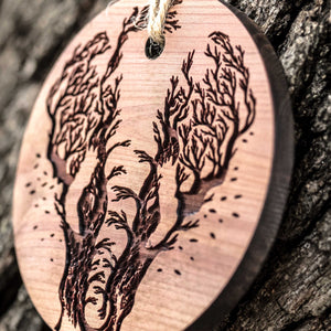 Elephant Design - Raw Cedar Ornament 3x3in