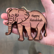 Load image into Gallery viewer, Elephant Happy Hanukkah - Cedar Ornament