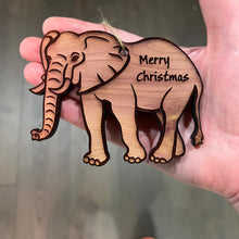 Load image into Gallery viewer, Elephant Merry Christmas - Cedar Ornament